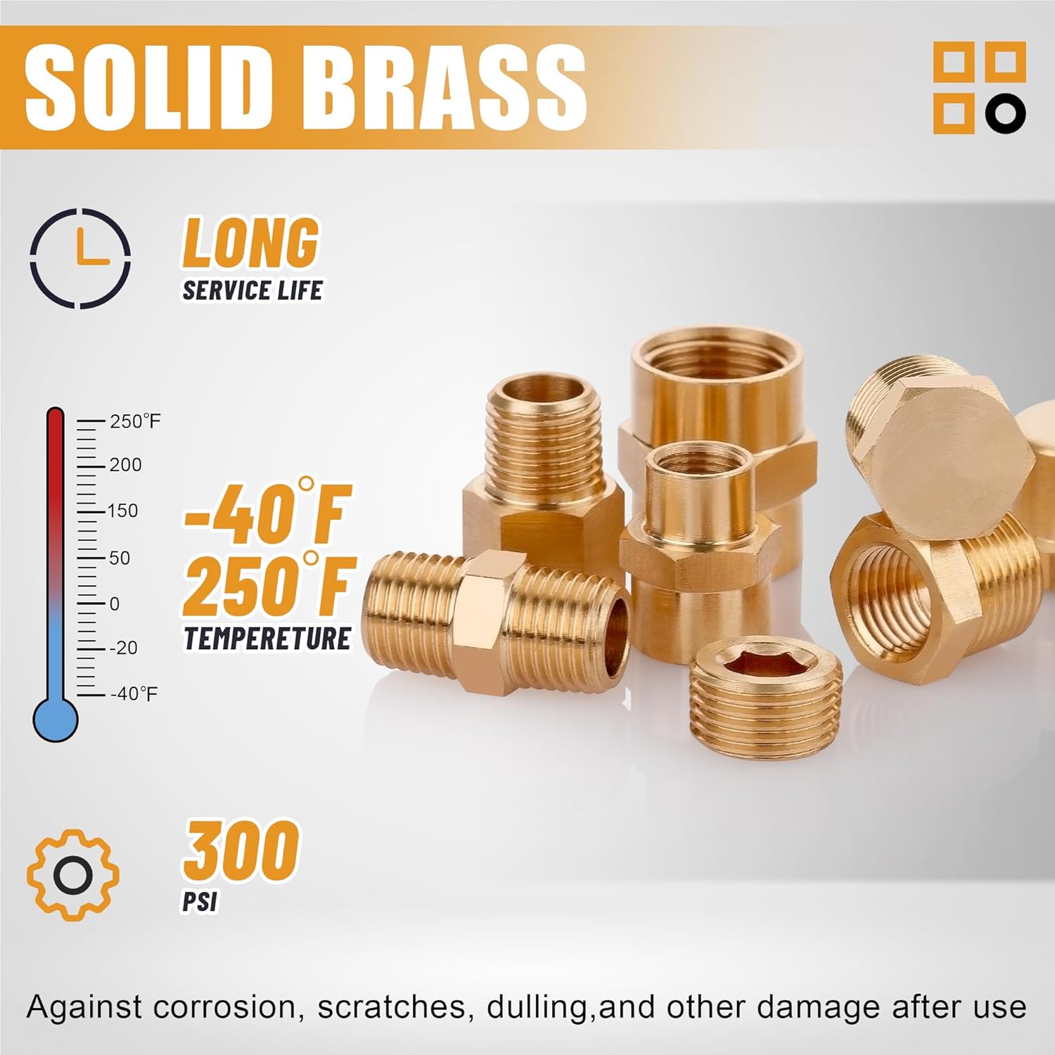 106PCS Brass Pipe Fittings Assortment Kit NPT Extension Adapter,Reducer Bushing,Hex Nipple,Close Nipple,Reducing Hex Coupling,Hex Head Plugs,Hex head Cap,Socket Plug Kit
