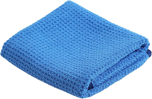 Mr. Detroit - Waffle Weave Glass & Window Microfiber Towel, Streak-Free Cleaning, Super Absorbent Reusable Cloth for Car Care & Home Use - 16"x24" (Blue)