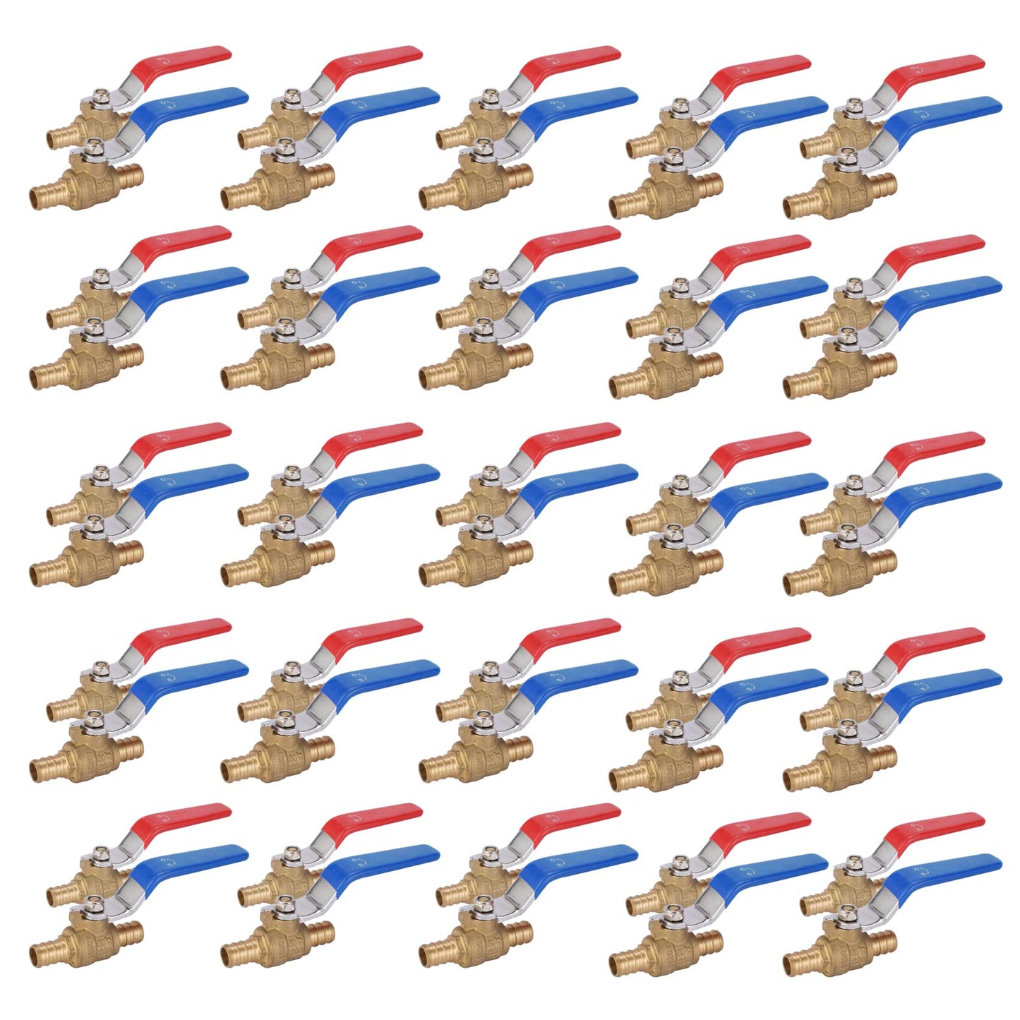 10 Pack 1/2 Inch PEX Shut Off Valve,1/4 Inch Turn Full Port Ball Valves,Hot (Red) Cold (Blue) Water Shut-off Stop Valve,Pex Brass Ball Valves