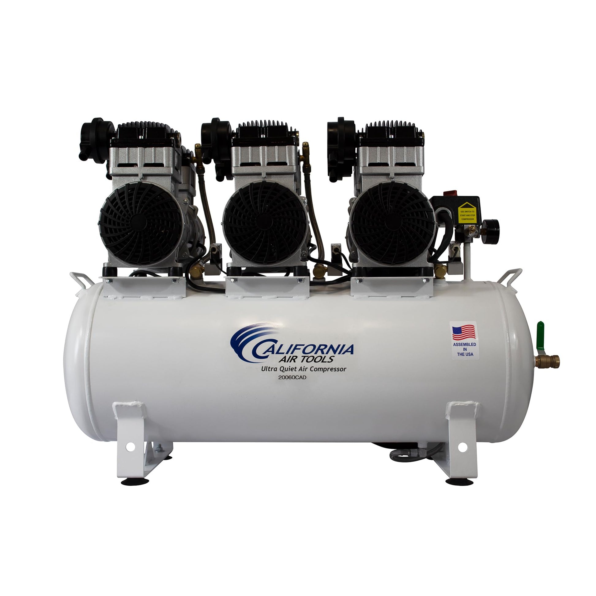 California Air Tools 20060DCC Powerful 6.0 HP Ultra Quiet and Oil-Free Air Compressor, 20 Gallon Tank, 78 dB Noise Level, with 98% Air Drying System, 220V / 60Hz, Off White