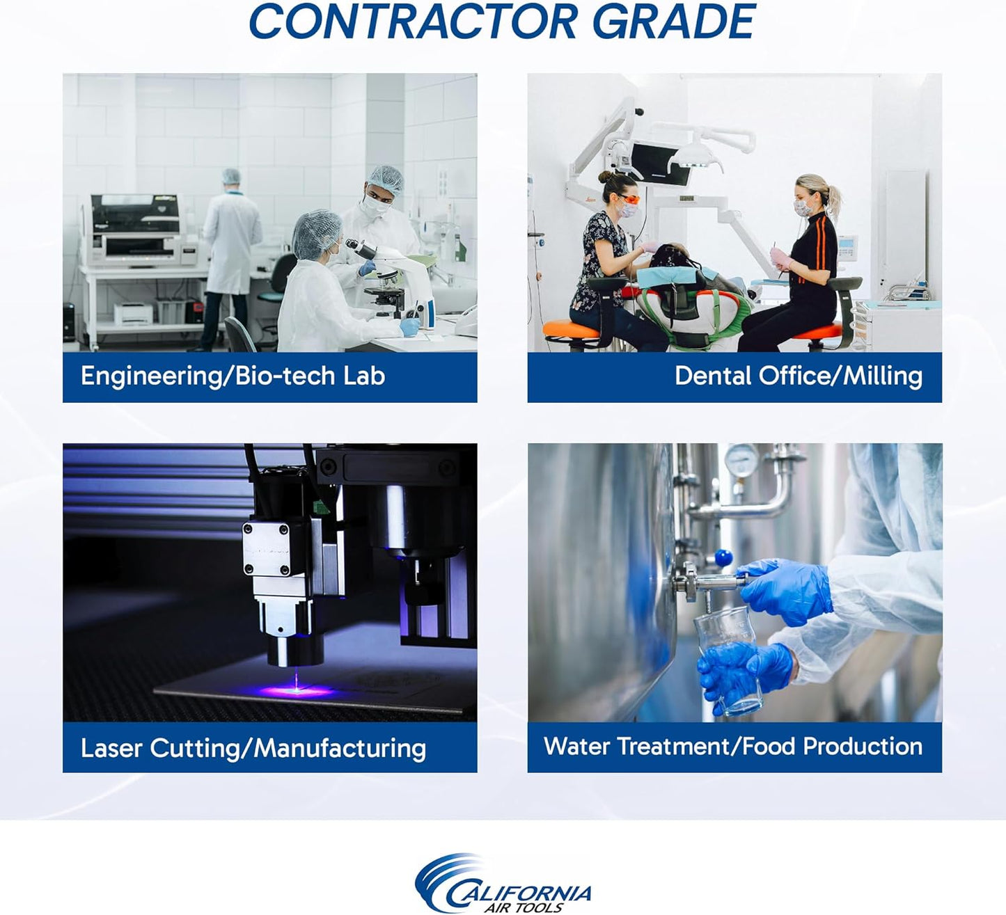 California Air Tools 20060DCC Powerful 6.0 HP Ultra Quiet and Oil-Free Air Compressor, 20 Gallon Tank, 78 dB Noise Level, with 98% Air Drying System, 220V / 60Hz, Off White