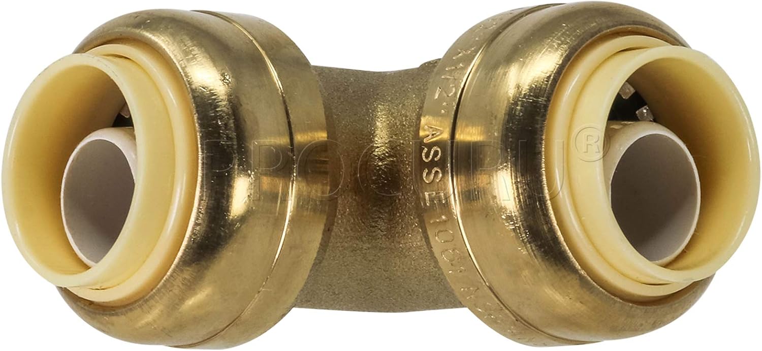 [40-Pack] PROCURU 1 Inch Pushfit 90 Degree Elbow, Push-to-Connect Brass Plumbing Fittings for Copper, PEX,CPVC, PE-RT Pipe, Certified Safe (8X2016-40P)