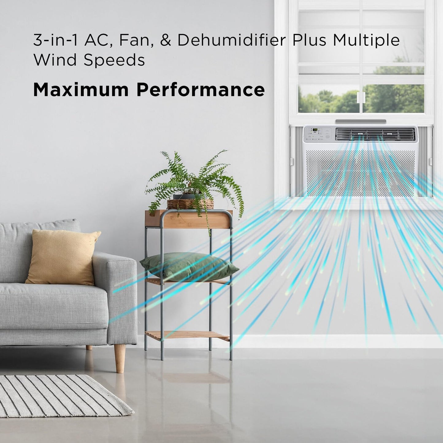 TCL H8W35W 8,000 8000 BTU Smart Window Air Conditioner, Fan & Dehumidifier, 350 Sq. Ft, Remote Control, Compatible with Alexa/Google Assistant, White