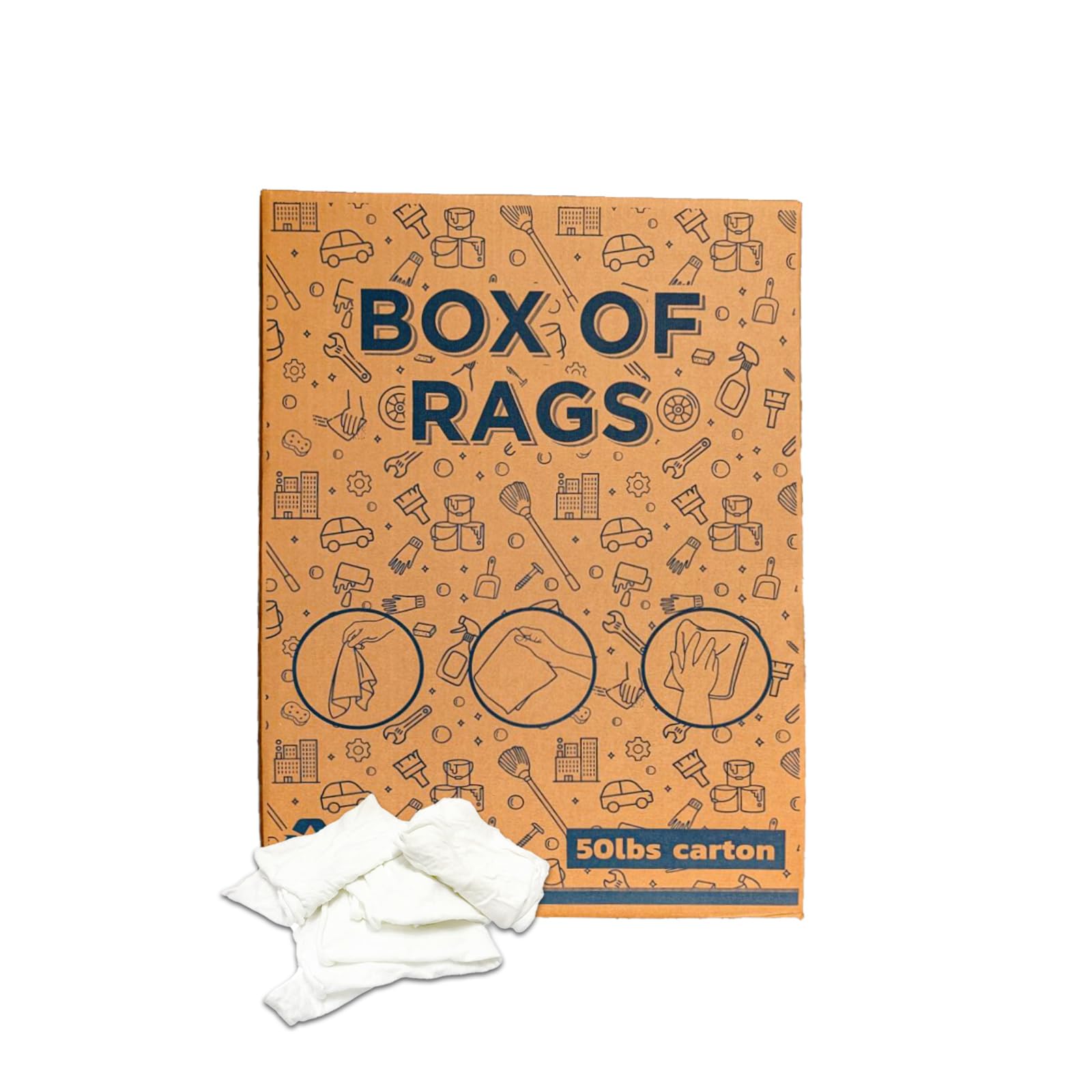 Recycled White T-Shirt Cleaning Rags (600 lbs. Pallet 24x25 lbs. Box) – Shop Rags Bulk for Oil, Stain, Grease, Paint, and Auto Cleaning, Multipurpose