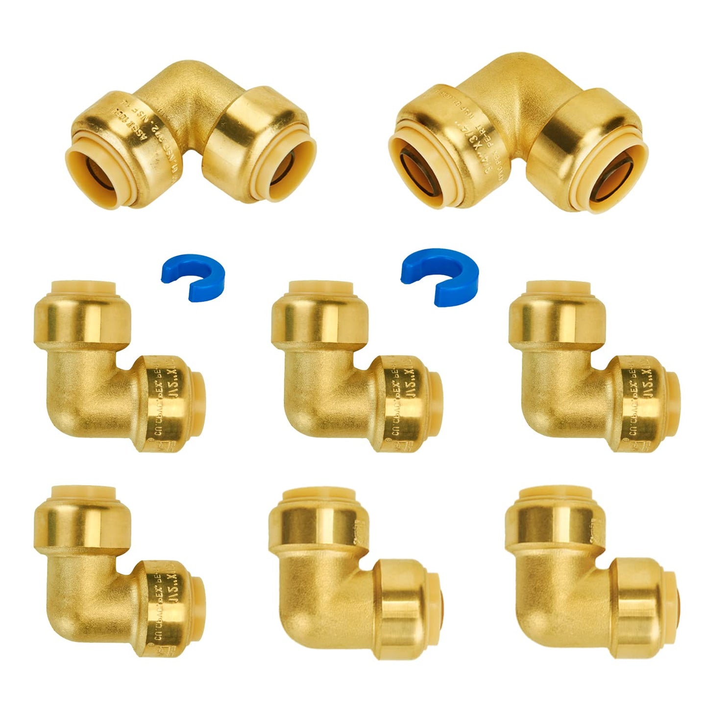 SUNGATOR 1/2 Inch Tee, Push Pex Tee Plumbing Fittings 1/2 Inch, No Lead Brass Push-to-Connect T Plumbing Fittings for PEX Pipe, Copper, CPVC, with 1 Disconnect Clip, Pack of 12