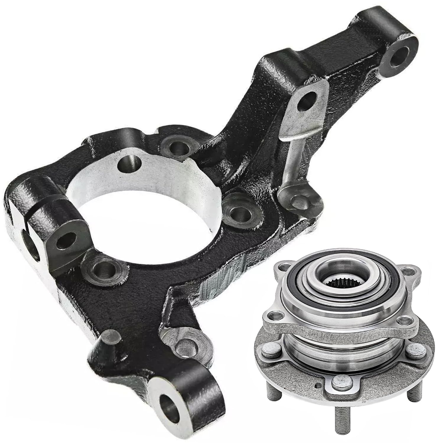 Detroit Axle - 2pc Front Right Knuckle Kit for 2007-2012 Hyundai Veracruz, 2008 2009 2010 2011 Passenger Side Steering Knuckle, Wheel Bearing Hub Assembly Replacement