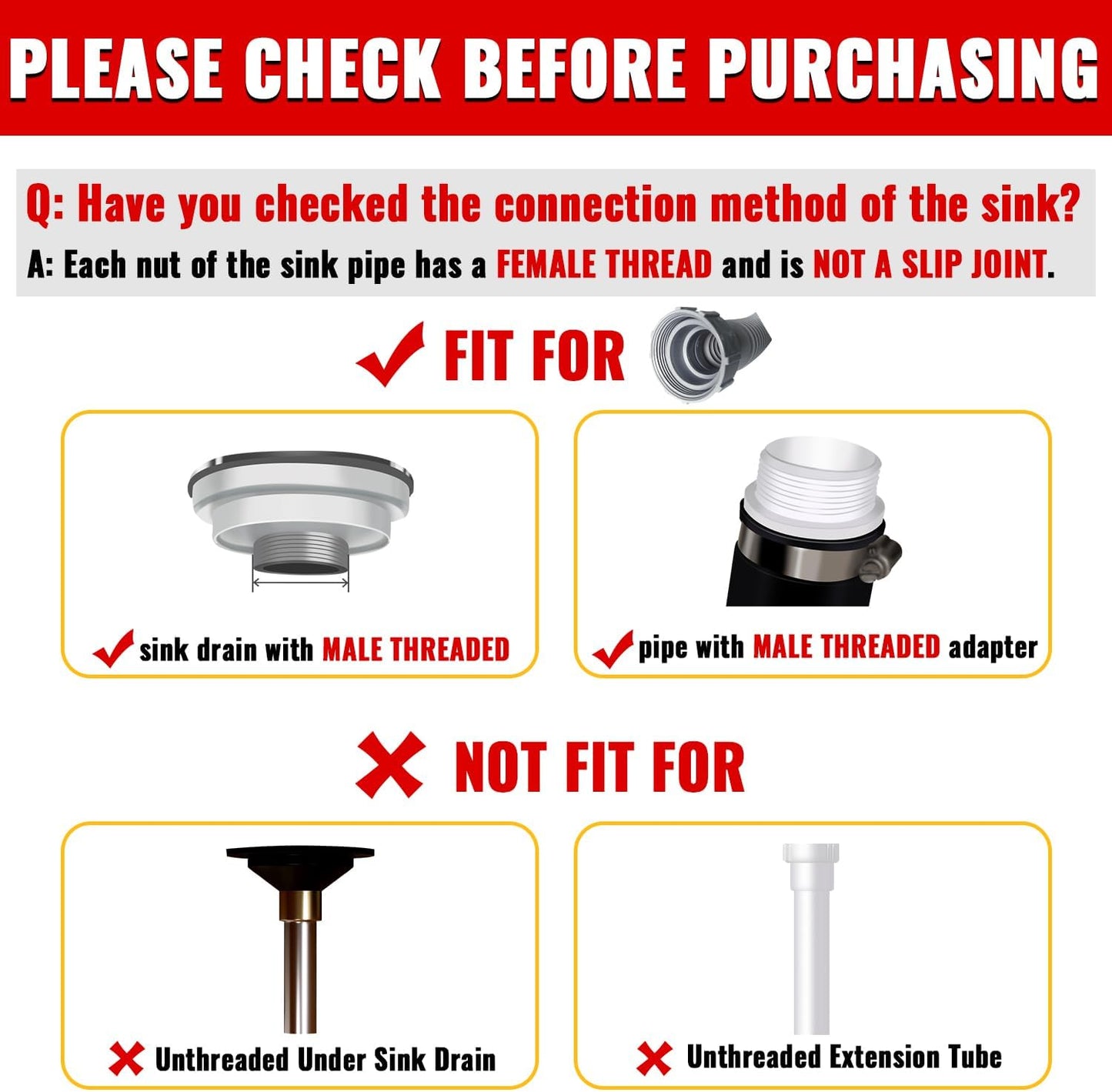 VIVIDA Double Sink Drain Pipe Kit, 1-1/2" Flexible Drain Pipe, 11"-31.5" Expandable Flexible P Trap for Double Kitchen Sink, 1-1/4" Adapter Included, Gray, 1 PACK