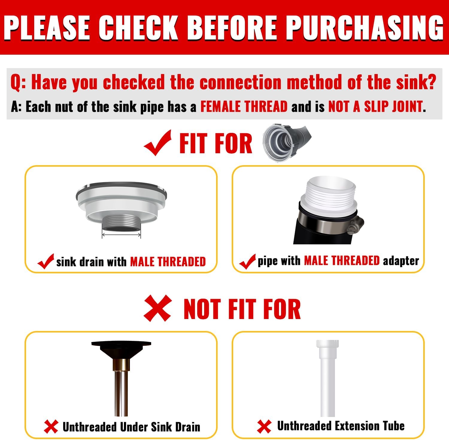 VIVIDA Double Sink Drain Pipe Kit, 1-1/2" Flexible Drain Pipe, 11"-31.5" Expandable Flexible P Trap for Double Kitchen Sink, 1-1/4" Adapter Included, Gray, 1 PACK