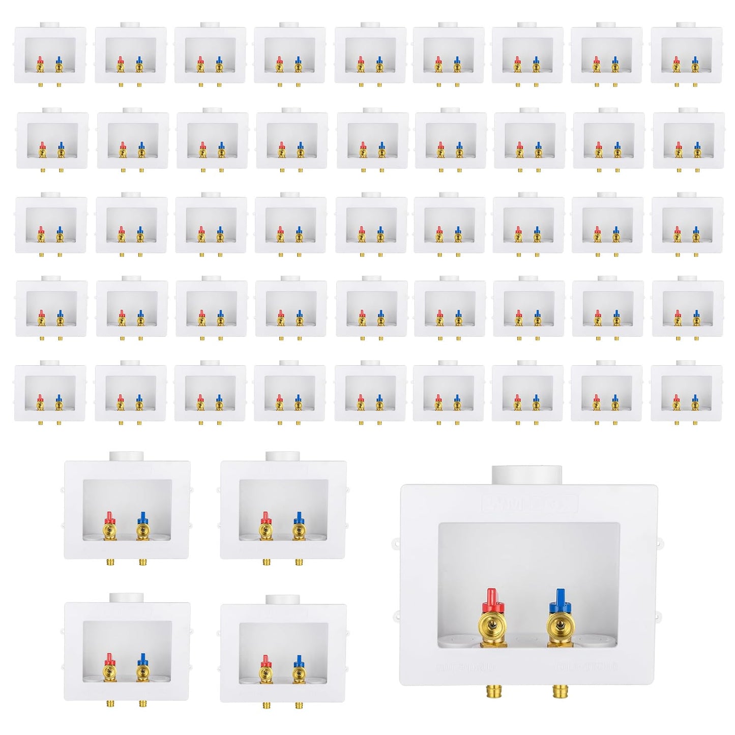 Washing Machine Outlet Box, Niikappu 1/2 Inch Pex Crimp Inlet x 3/4 Inch MHT Outlet Connection, Washer Box with Double Drains, with Stainless Steel Water Hammer Arrestor