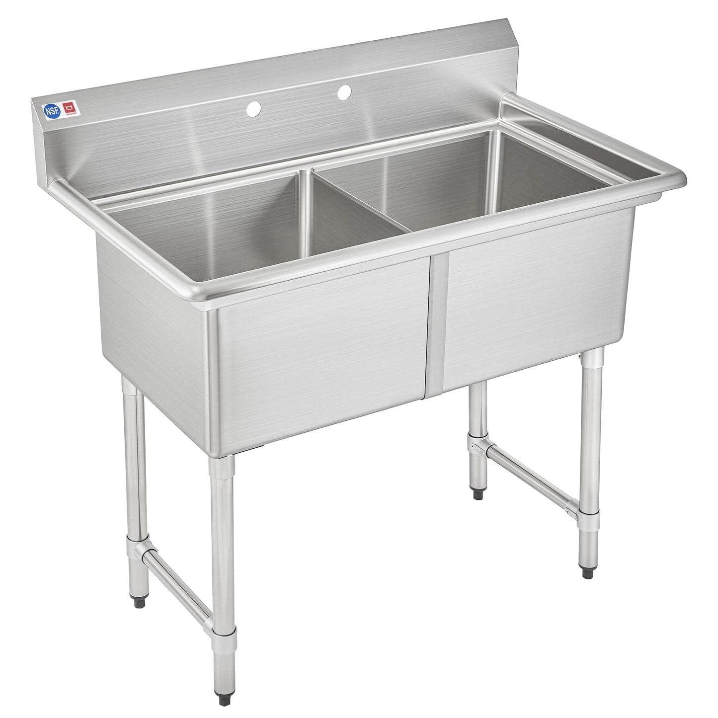 WILPREP Stainless Steel 3 Compartment Commercial Sink with s, Kitche Station with 11x10 Inch Basins, Utility Sink for Restaurant Bar Home Laundry Room Garage