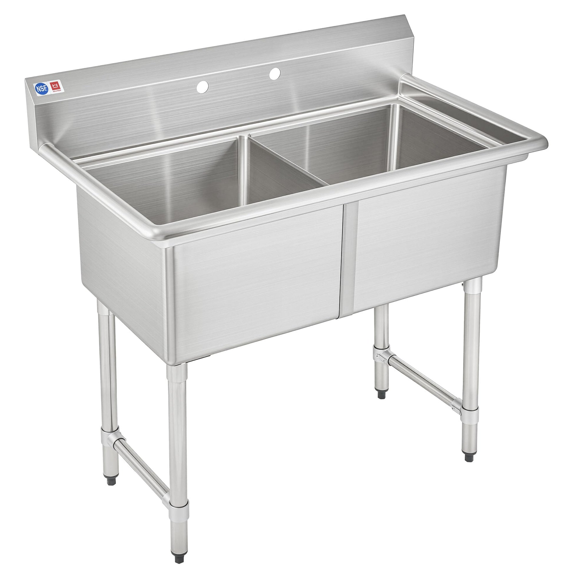 WILPREP Stainless Steel 3 Compartment Commercial Sink with s, Kitche Station with 11x10 Inch Basins, Utility Sink for Restaurant Bar Home Laundry Room Garage