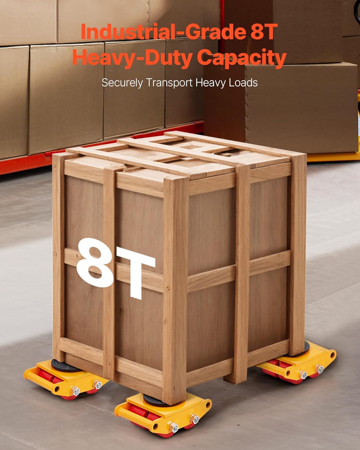 VEVOR 4PCS Machinery Skates Dollies, 17,637 lb Heavy Duty Equipment Moving Skates with 4 PU Wheels, 360° Rotation Non-Slip Cap, Low-Profile Industrial Mover Rollers for Factory, Warehouse, Workshop