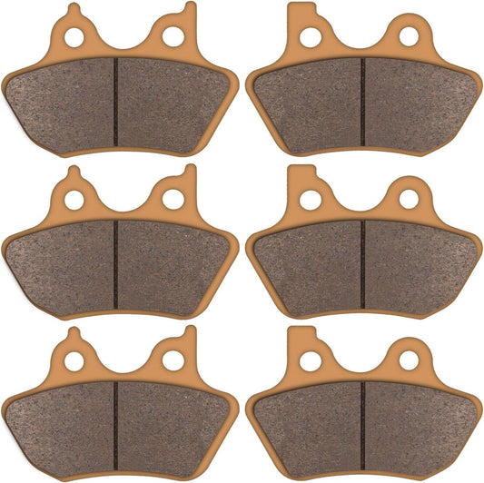 Zinger Brake Pads for Harley Davidson 2000-2007 Electra Glide Ultra Classic Touring FLHTCU-I Road Glide Road King Street Glide Fatboy Dyna Softail Night Train,2 Front&1 Rear Sintered Copper Brake Pad