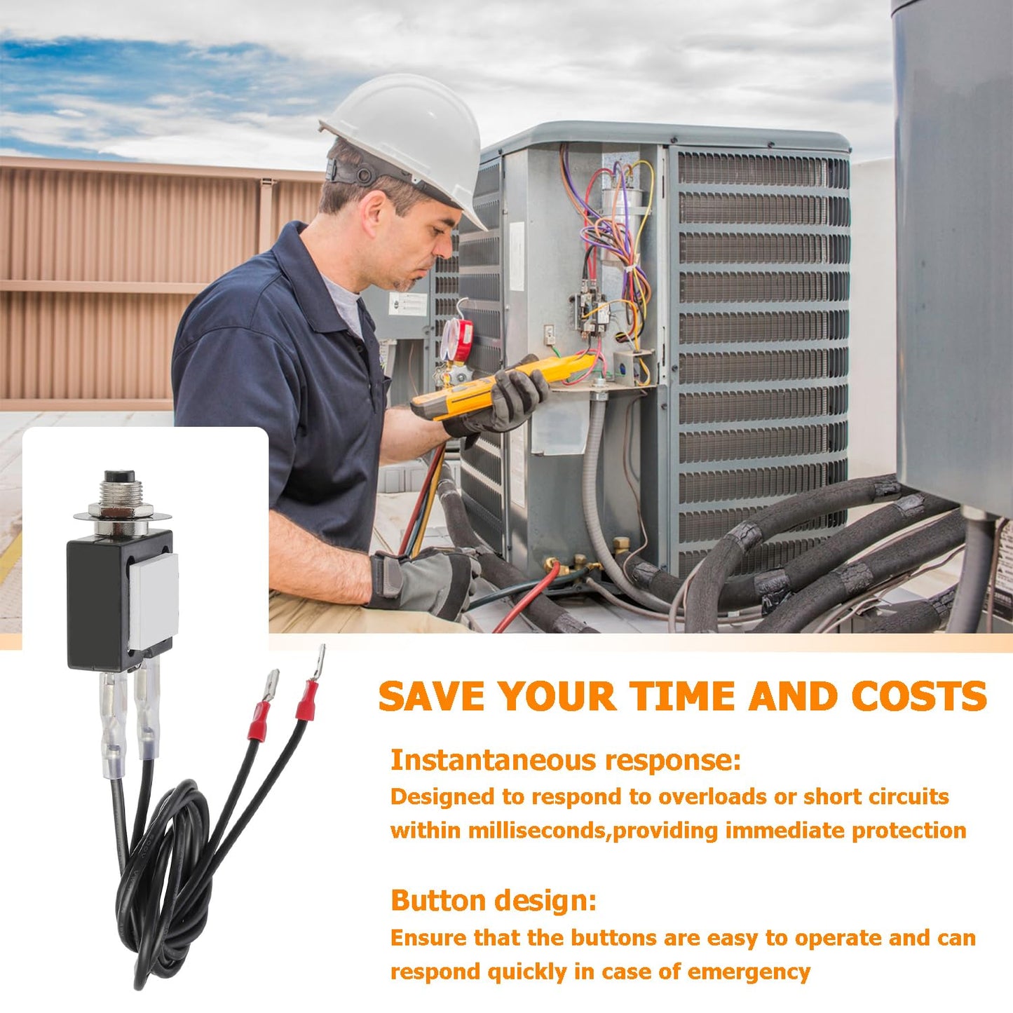 3 AMP 5 AMP Resettable Fuse HVAC Tools Circuit Tester for Circuit Breaker 32V DC & 125/250V AC