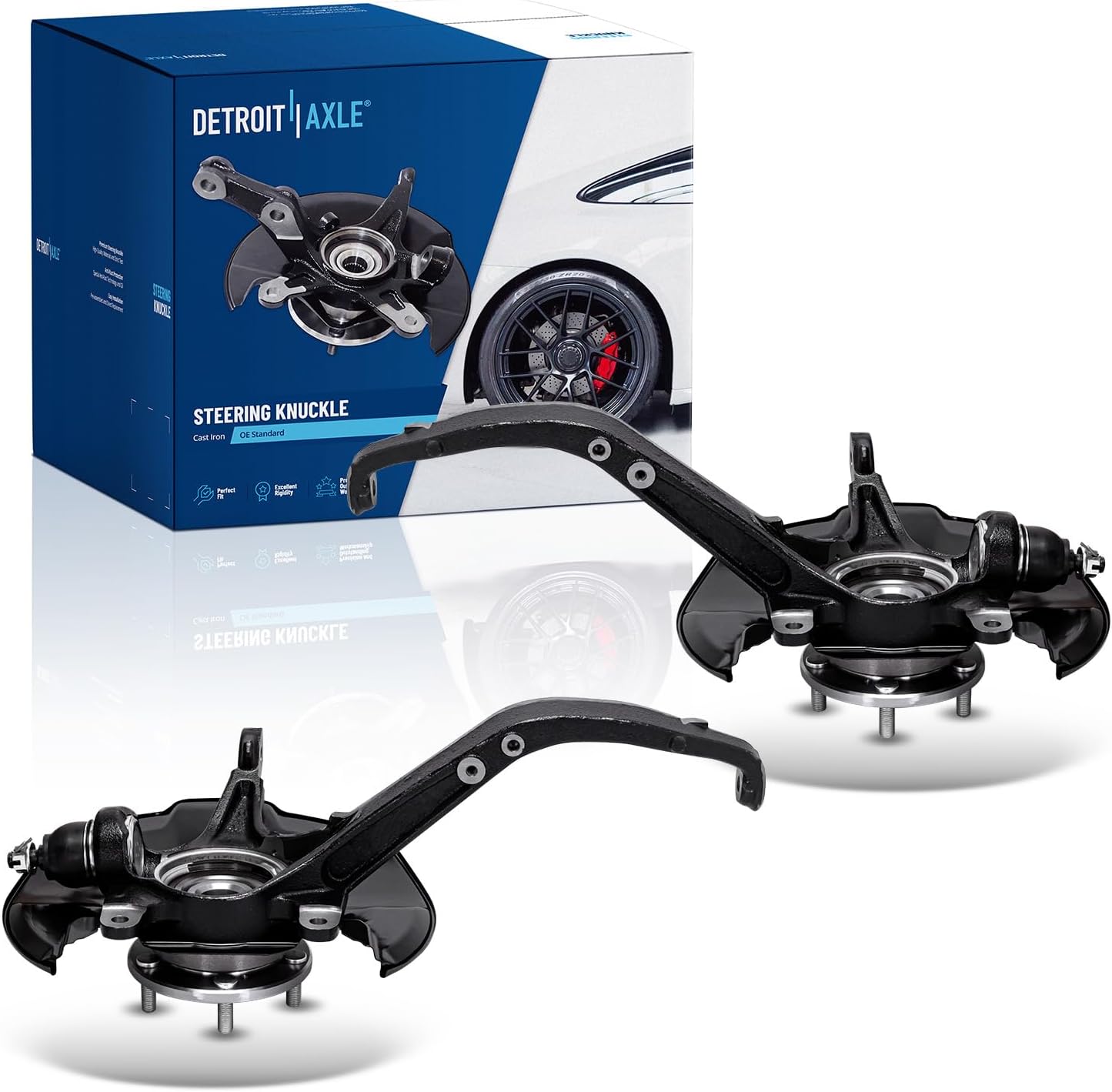 Detroit Axle - 2 Front Steering Knuckles with Wheel Bearing Hubs for 2008-2012 Honda Accord 2009-2014 TSX 2009 2010 2011 Steering Knuckles with Wheel Bearing and Hubs Assembly Replacement