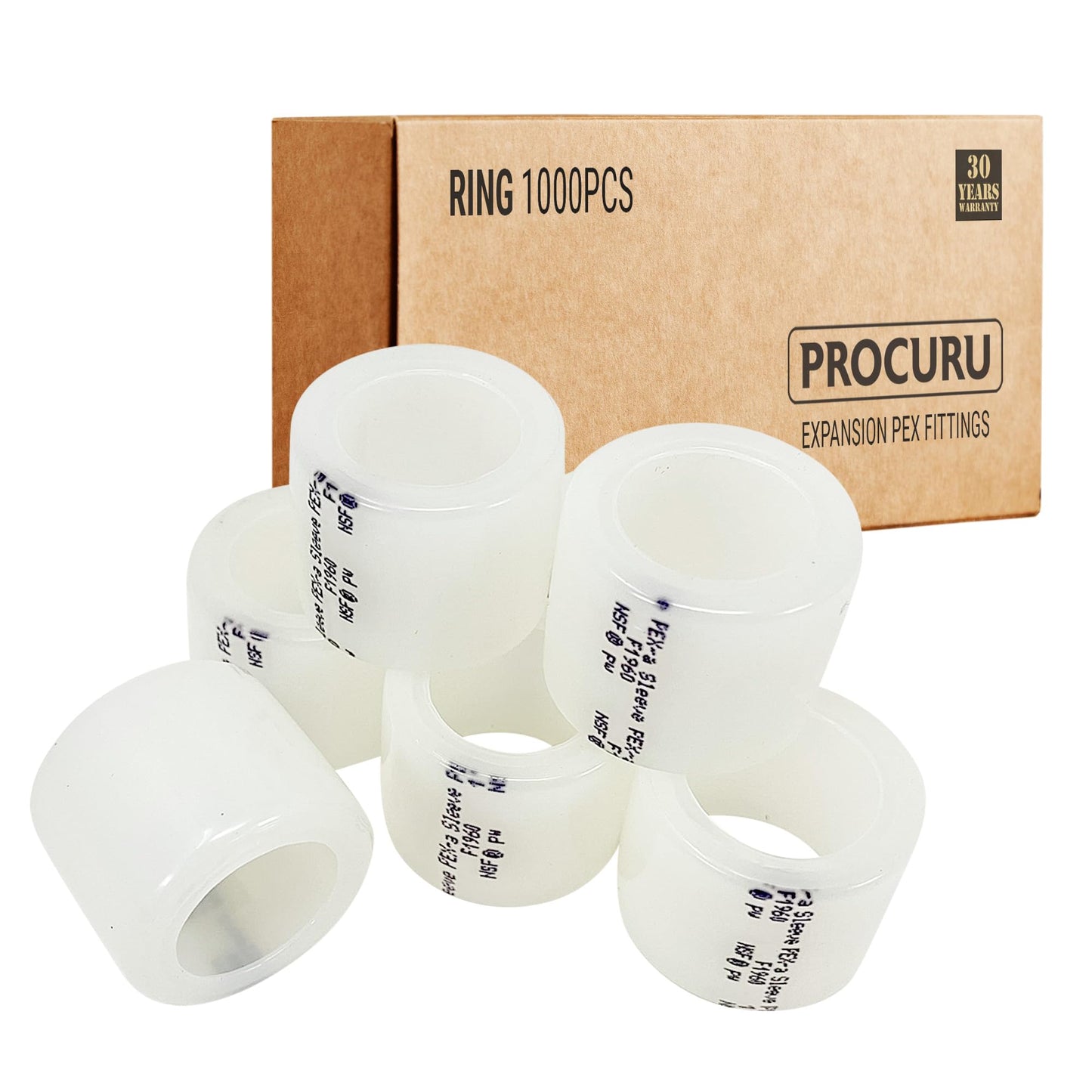 [1000-Pack] PROCURU Wholesale 1-Inch F1960 Expansion Ring Sleeve for PEX-A Pipe and Fittings (8AR0100-1000P)