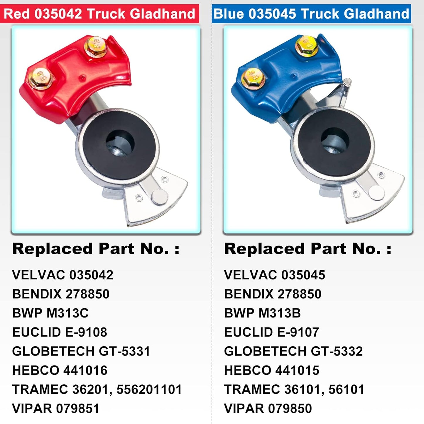 Universal Glad Hands for Semi Trailers, Airline Brake Gladhands for Tractor Trailer, with Extra 2pcs Replaced Glad Hand Seals