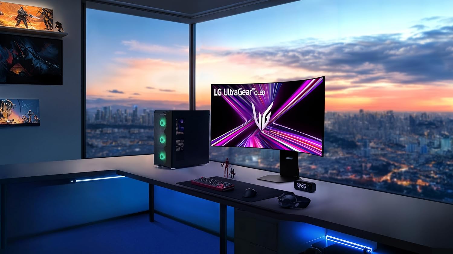 LG 45GX950A-B 45-inch Ultragear 5K2K WUHD (5120 x 2160) OLED Curved Gaming Monitor, Dual-Mode, 165Hz, 0.03ms, NVIDIA G-Sync, AMD FreeSync Premium Pro, HDR True Black 400, USB Type-C 90W, DP2.1, Black