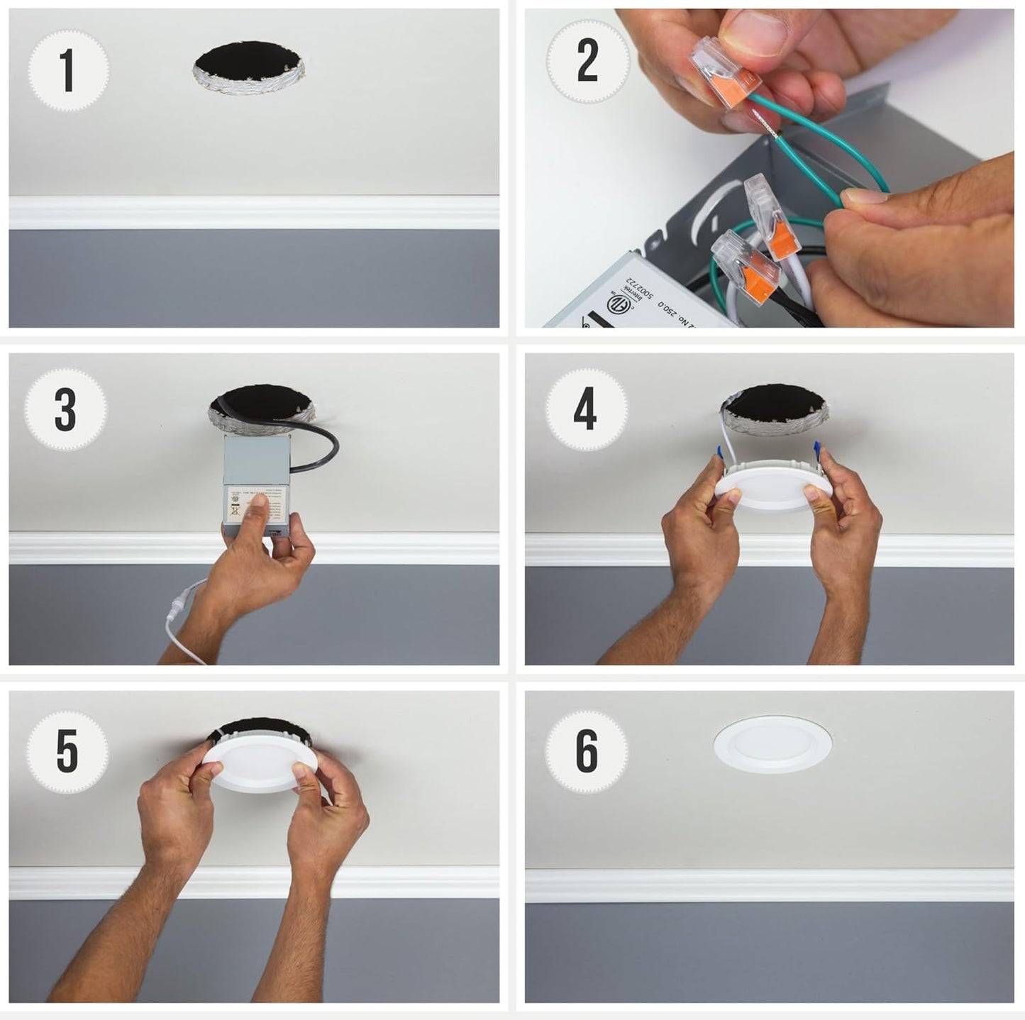 PROCURU Professional 24-Pack 6-Inch 2700K-6000K 5CCT 12W LED, Baffle Style, Heavy Duty Ultra-Thin Recessed Ceiling Slim Downlight, Dimmable, White Trim (VSB65W-24P)