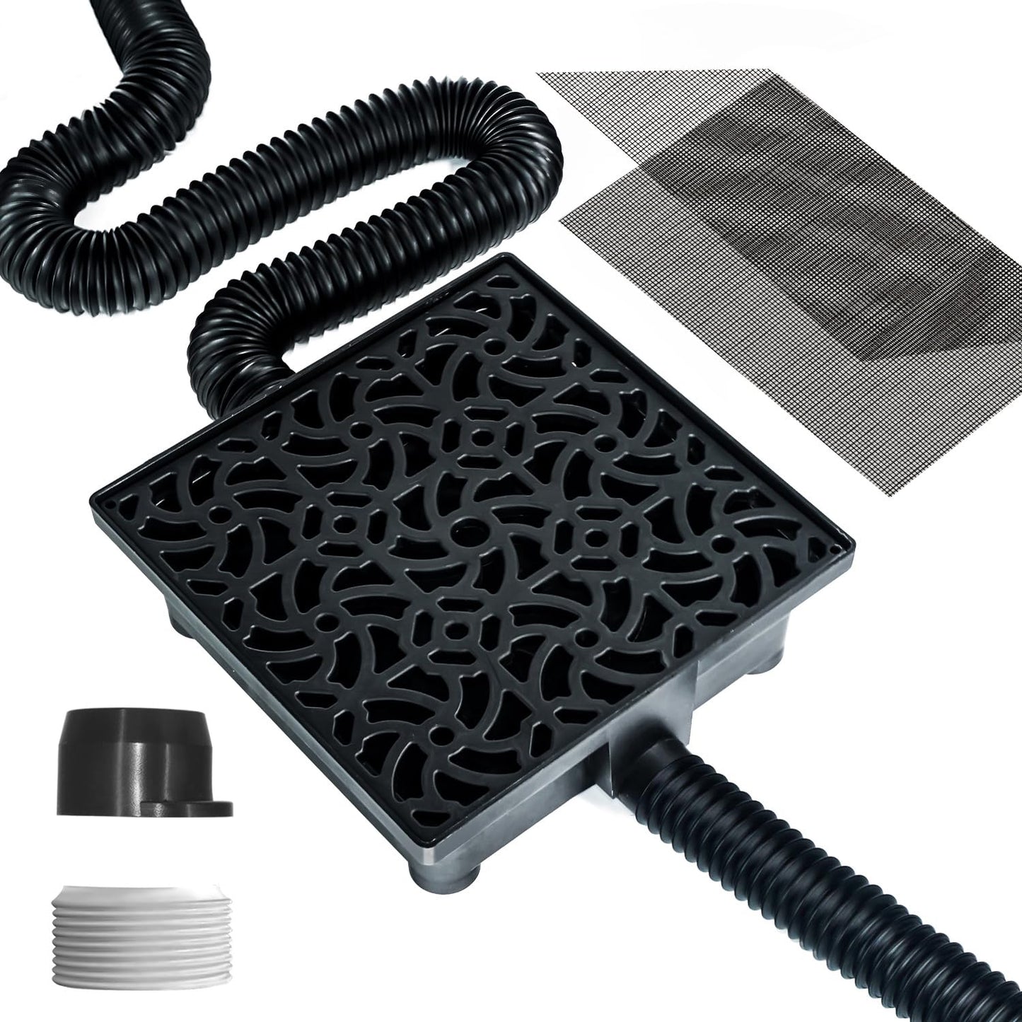 NAACOO Extra 8 Ft Flexible Pipe with Connector - 2 Inch Diameter, Use for Catch Basin's Other Side Drainage or Splicing