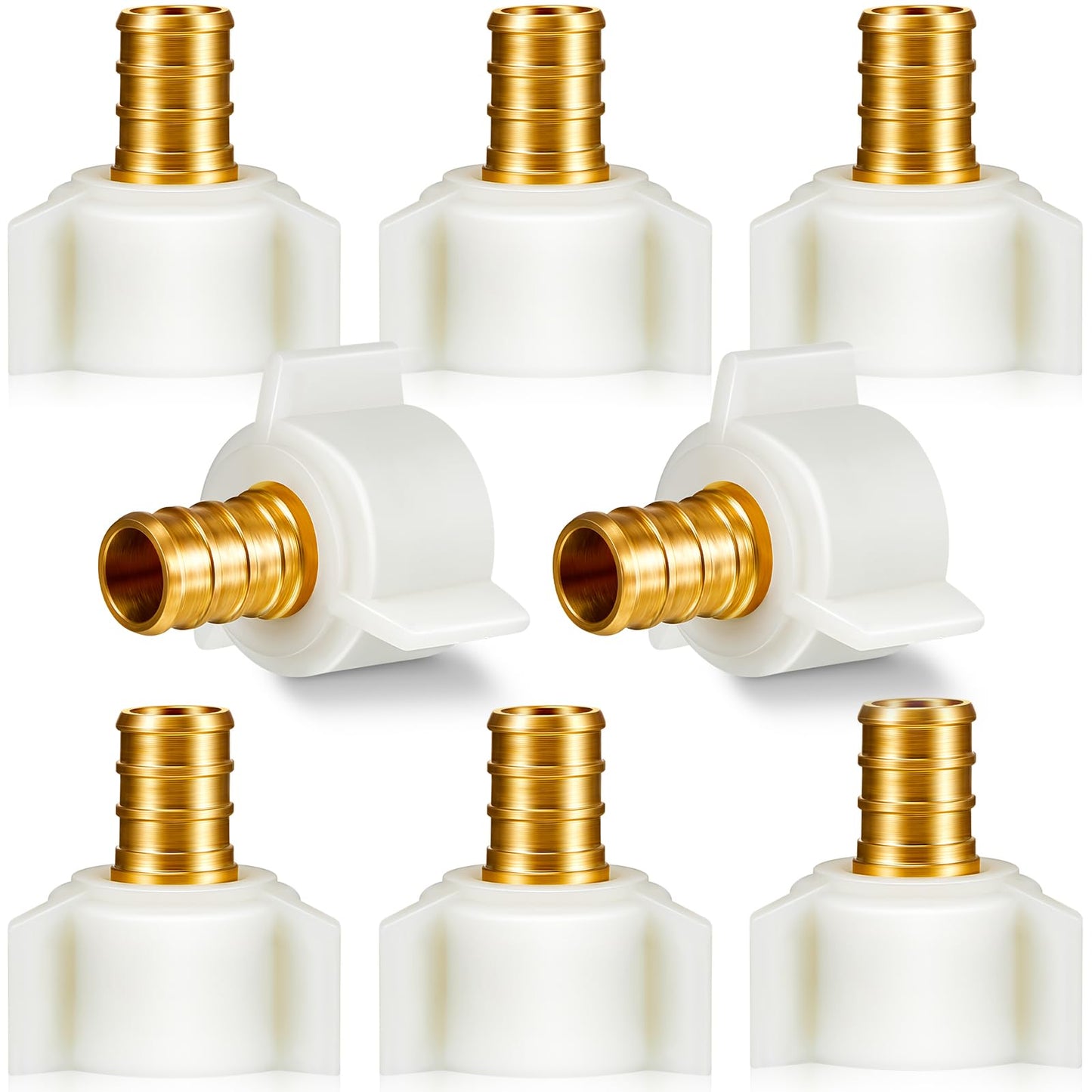 Fabbay 4 Pack Pex Fittings 1/2 Inch Female Threaded Adapter 1/2 Npt Female Threaded Swivel Elbow Brass Crimp Fittings Pex Sink Faucet Connector for Rv plumbing Water Line Tubes (1/2" Swivel Adapter)