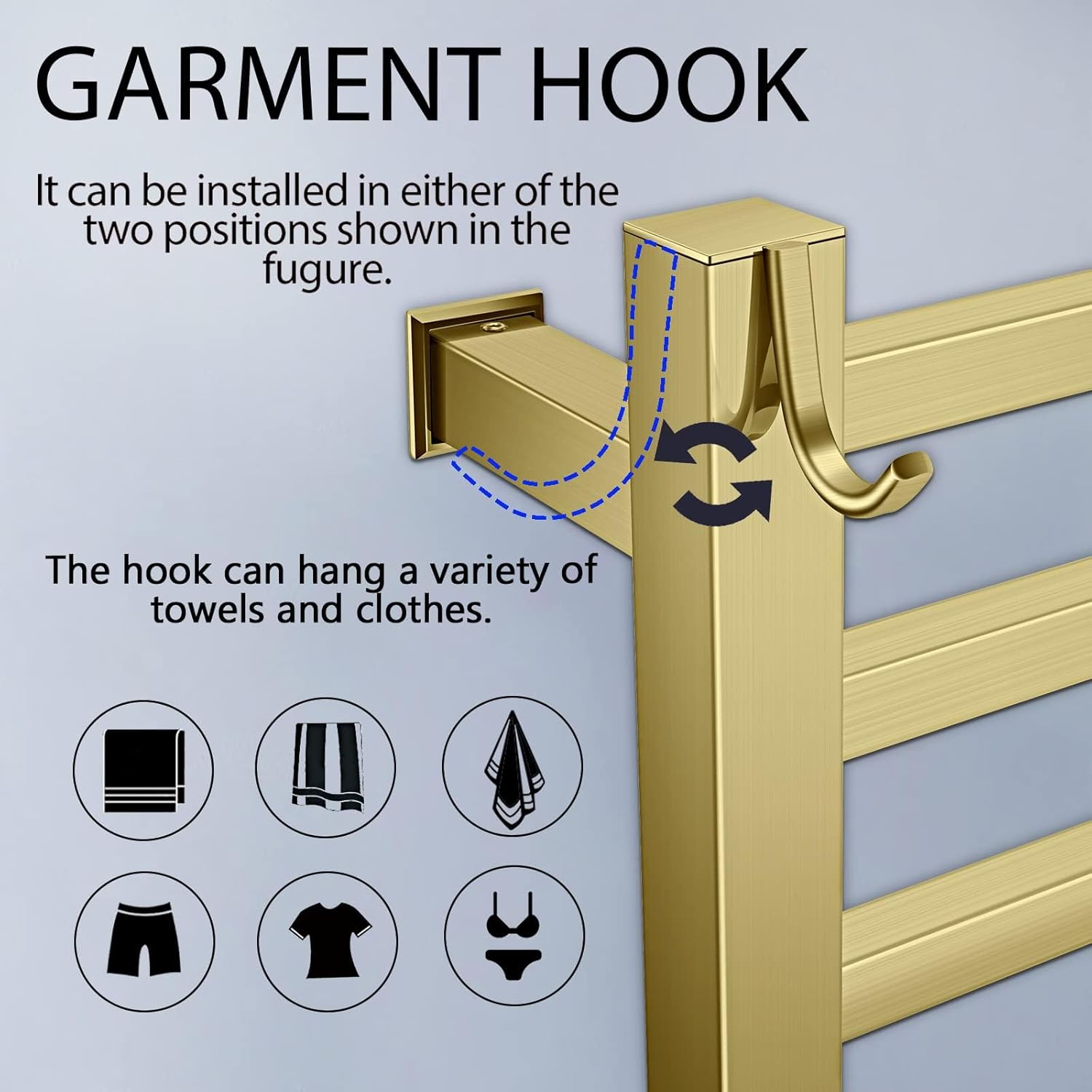 Towel Warmer Rack for Bathroom with Timer/Fahrenheit Temperature Control Wall Mounted Electric Heated 10 Bar Rail Plug-in or Hardwired Keep Bath Shower Towel Warming (Brushed Gold)