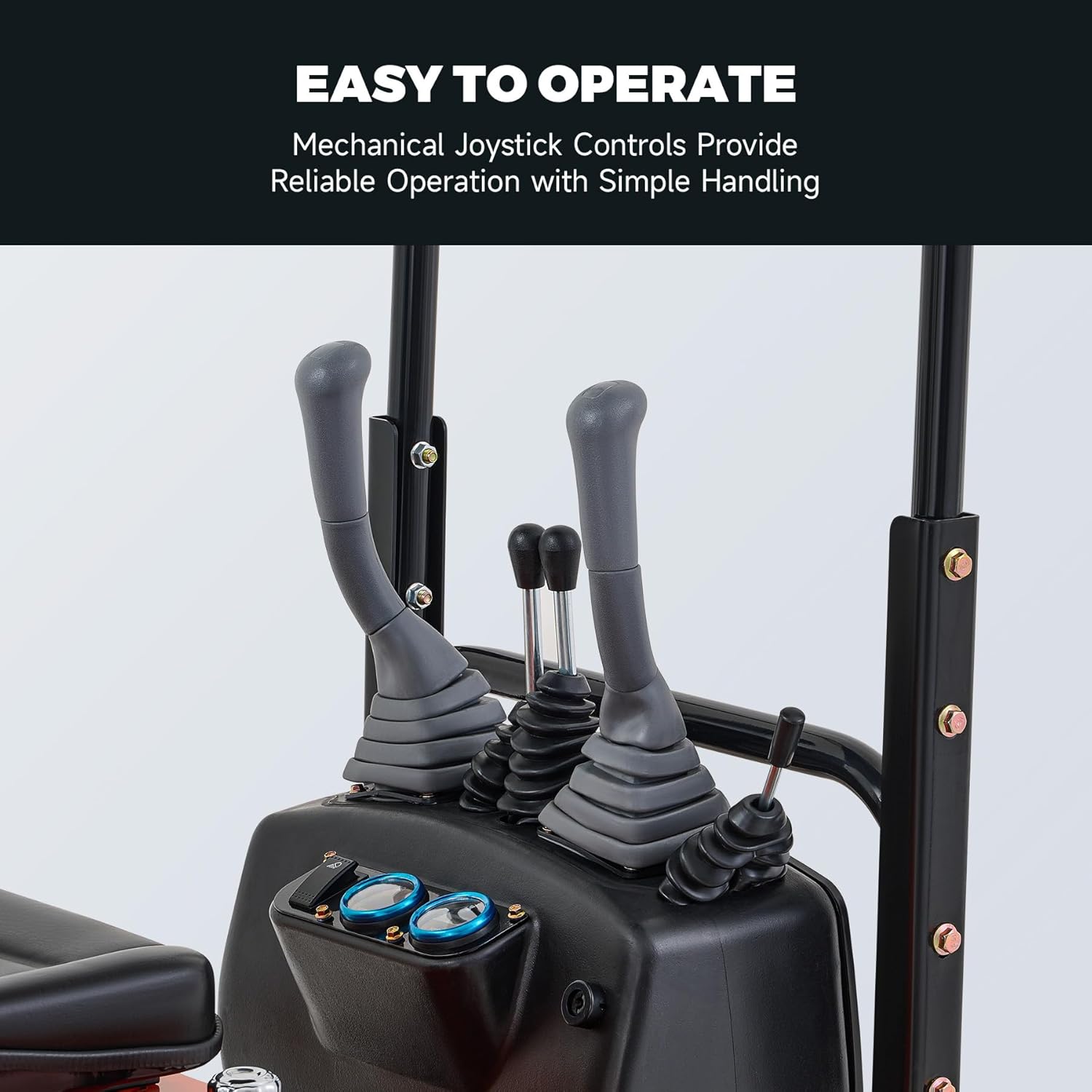 AHM 1 Ton Mini Excavator with Hydraulic Thumb Auger & Rake & Quick Change Hitch, Crawler Excavator with 13.5hp EPA Gasoline Engine & Hydraulic Oil Cooler, Trench Digger for Farm Construction Site