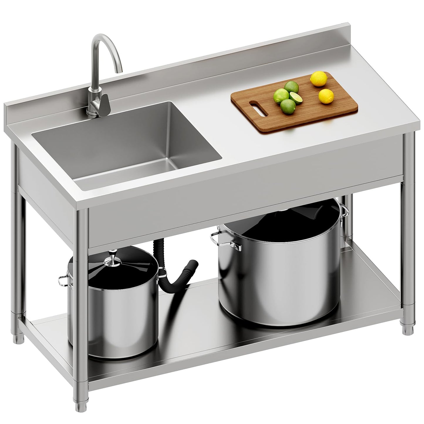 Stainless Steel Utility Sink, Large Freestanding Laundry Sink with Pull-out Faucet for Kitchen, Bathroom, Laundry Room, Garage, Outdoor/Indoor Use, Pet Cleaning, D21.65 x W35.43 x H36.61 inch