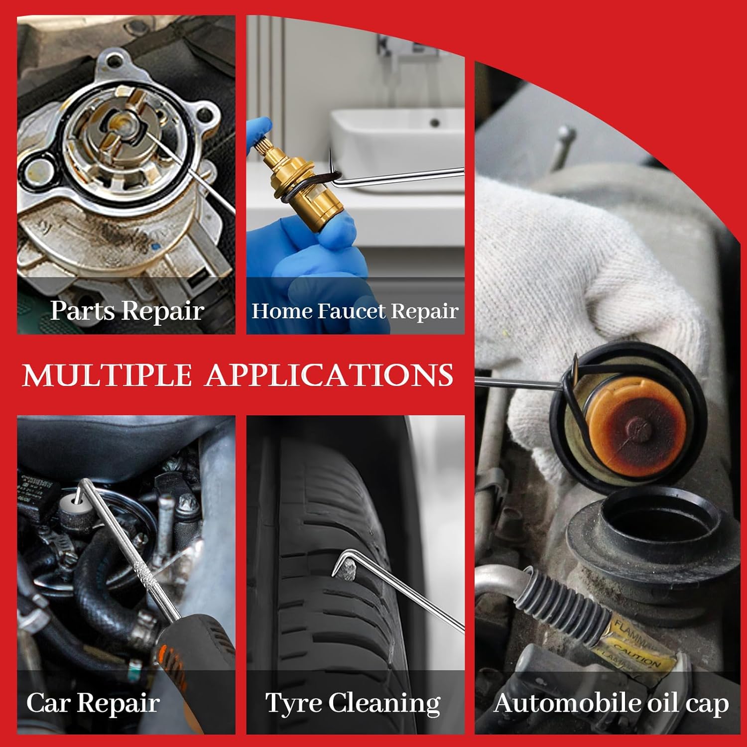 17 Pcs Pick and Hook Set with Trim Removal Tool, Clip Pliers, Fastener Remover,Scraper,and Magnetic Telescoping Tool Kit for Repair Automotive,Upholstery and Electronics Maintenance Pick Tools