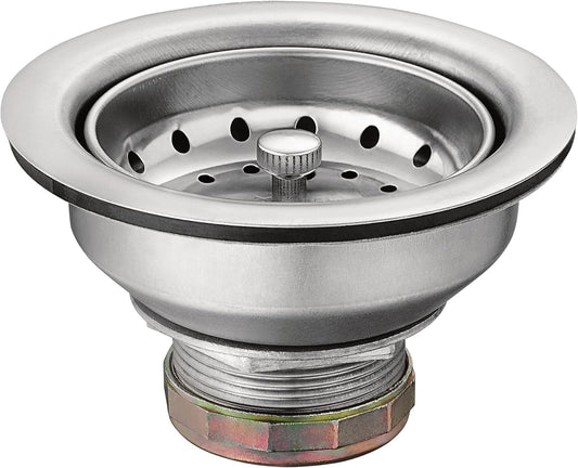 Moen Kitchen Sink Stainless Steel Basket Strainer with Drain Assembly, 3-1/2 Inch Sink Drain Stopper Plug, 22036
