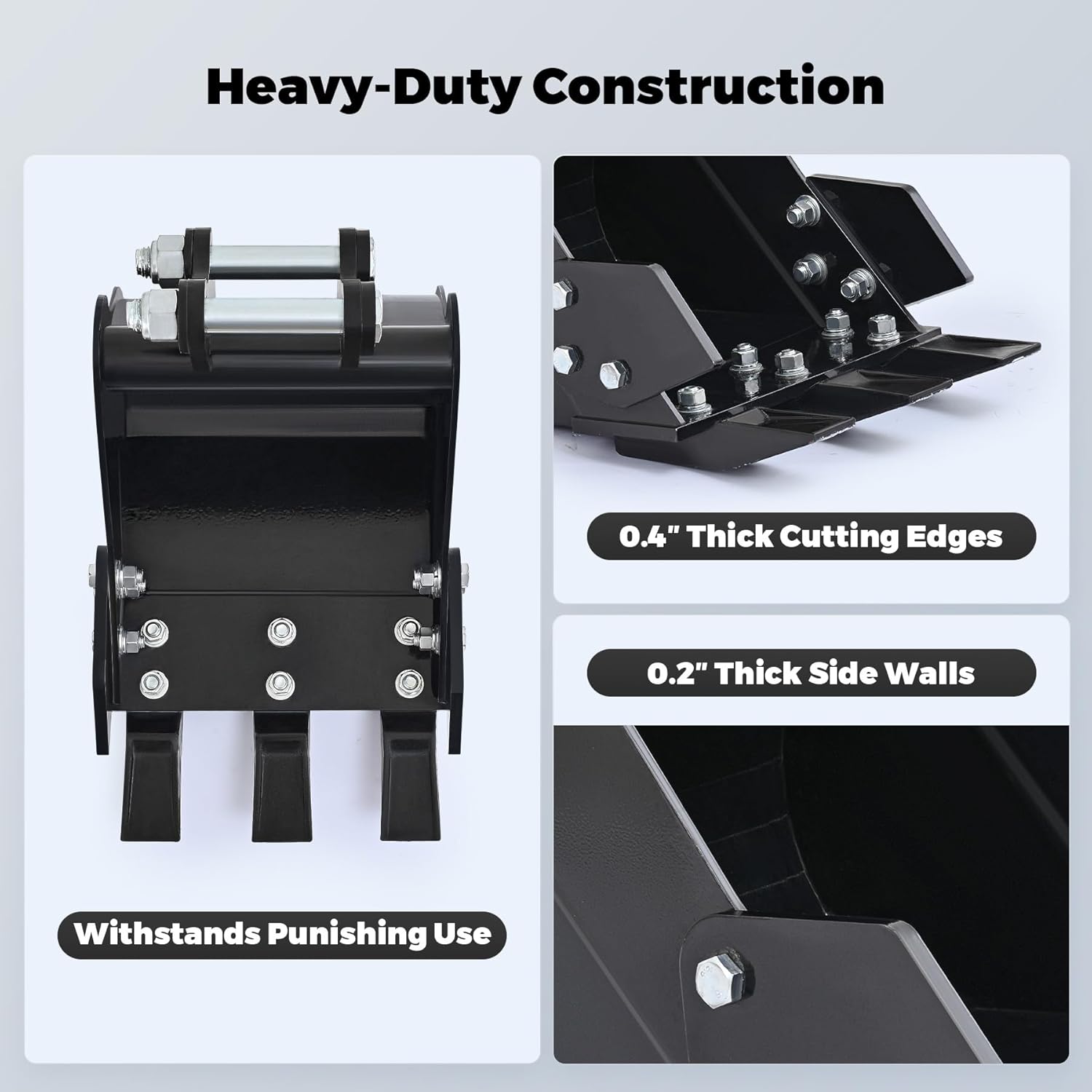 AHM 300mm Narrow Digging Bucket Attachment for Mini Excavators Diggers Trenching, 2 Tons Small Digger Track Crawler Trench Bucket with Metal Teeth 0.98in Hole Diameter