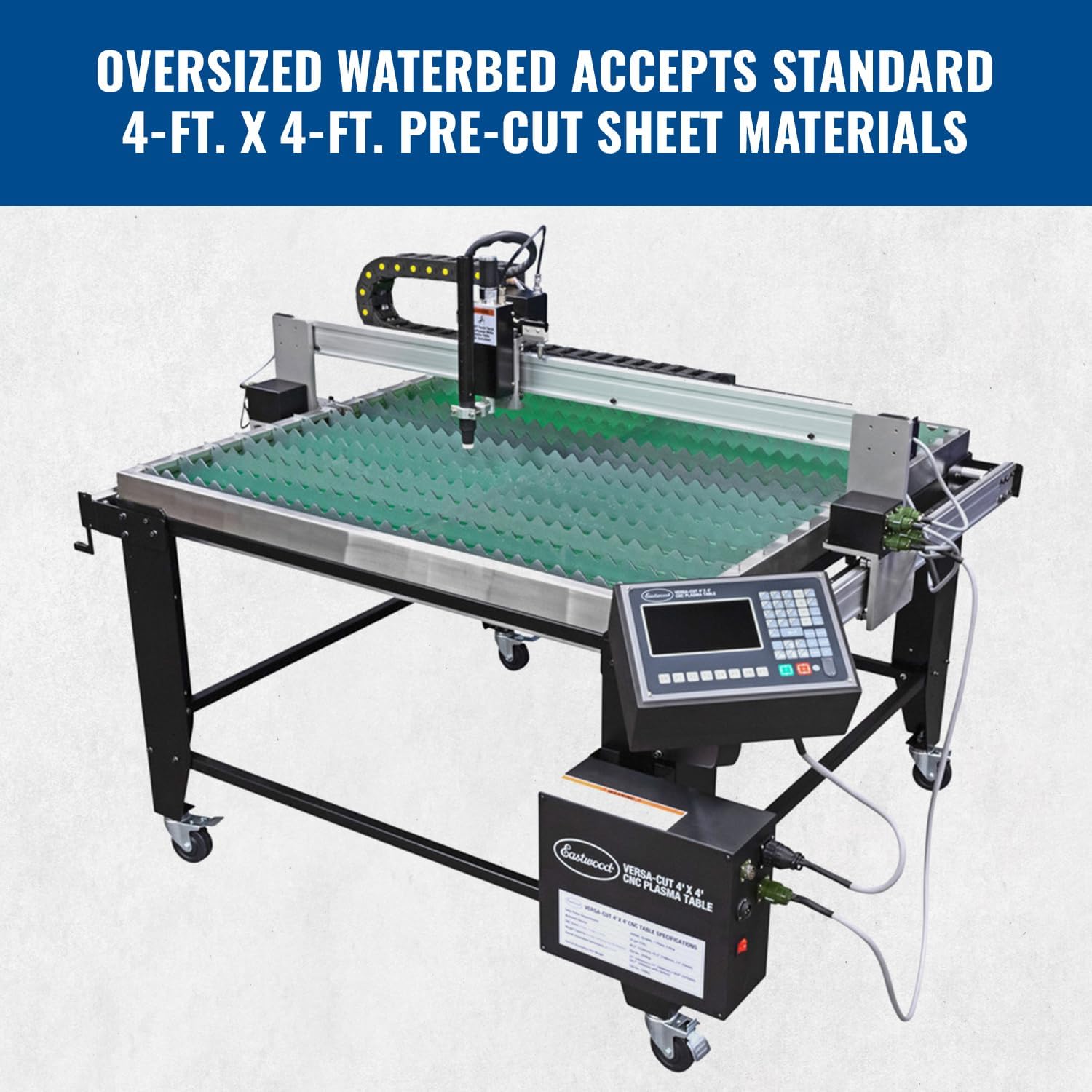 Eastwood Versa-Cut 4'X4' CNC Plasma Table With CNC Cut 40A Plasma Cutter Machine with Cutting Torch | All-in-One Professional Dual Voltage Metal Precision Cutting and Sheet Fabrication Equipment Set