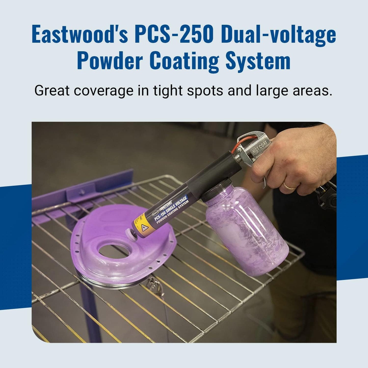 Eastwood Hotcoat PCS-250 Powder Coating System | Innovative Dual Voltage with Minimal Overspray and Larger Ground Clamp | Powder Coating Machine with Clear Bottle