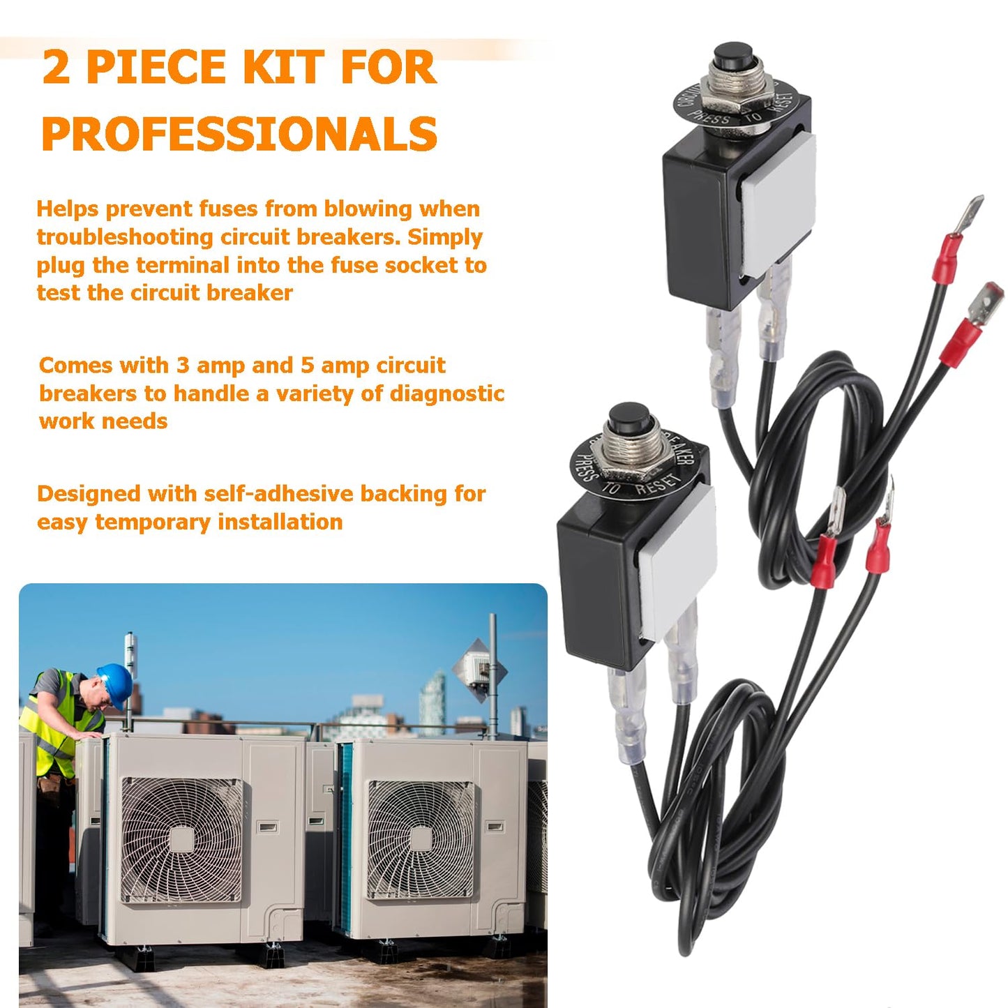 3 AMP 5 AMP Resettable Fuse HVAC Tools Circuit Tester for Circuit Breaker 32V DC & 125/250V AC