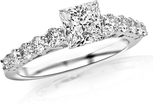 1.16 Carat GIA Certified Princess Cut Classic U Prong Diamond Engagement Ring (K Color, VS2 Clarity)