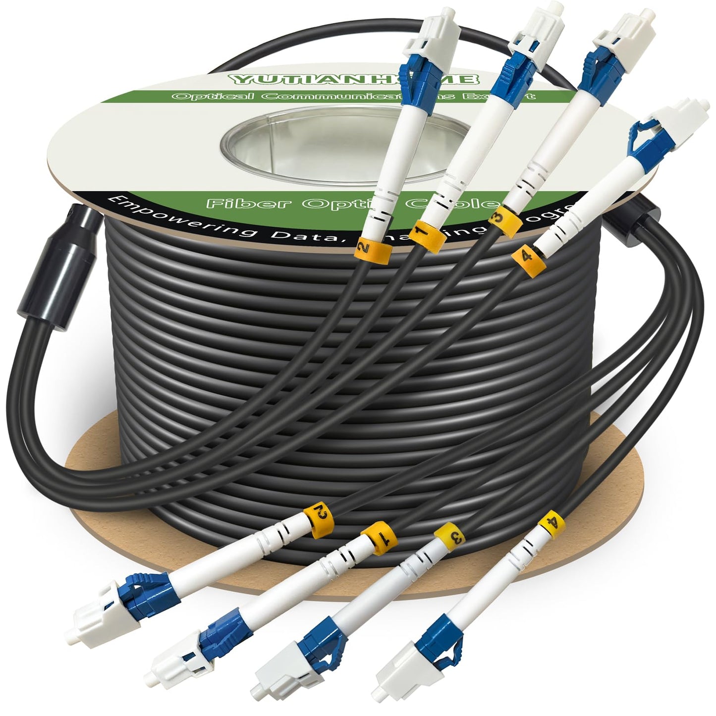 500 Meters 6 Core Industrial TPU LC to LC Outdoor Armored Fiber Optic Cable, OS2 Single Mode 6 Strands Fiber Patch Cable with LC Connectors, 9/125um, OD-5mm, Direct Burial LC-LC