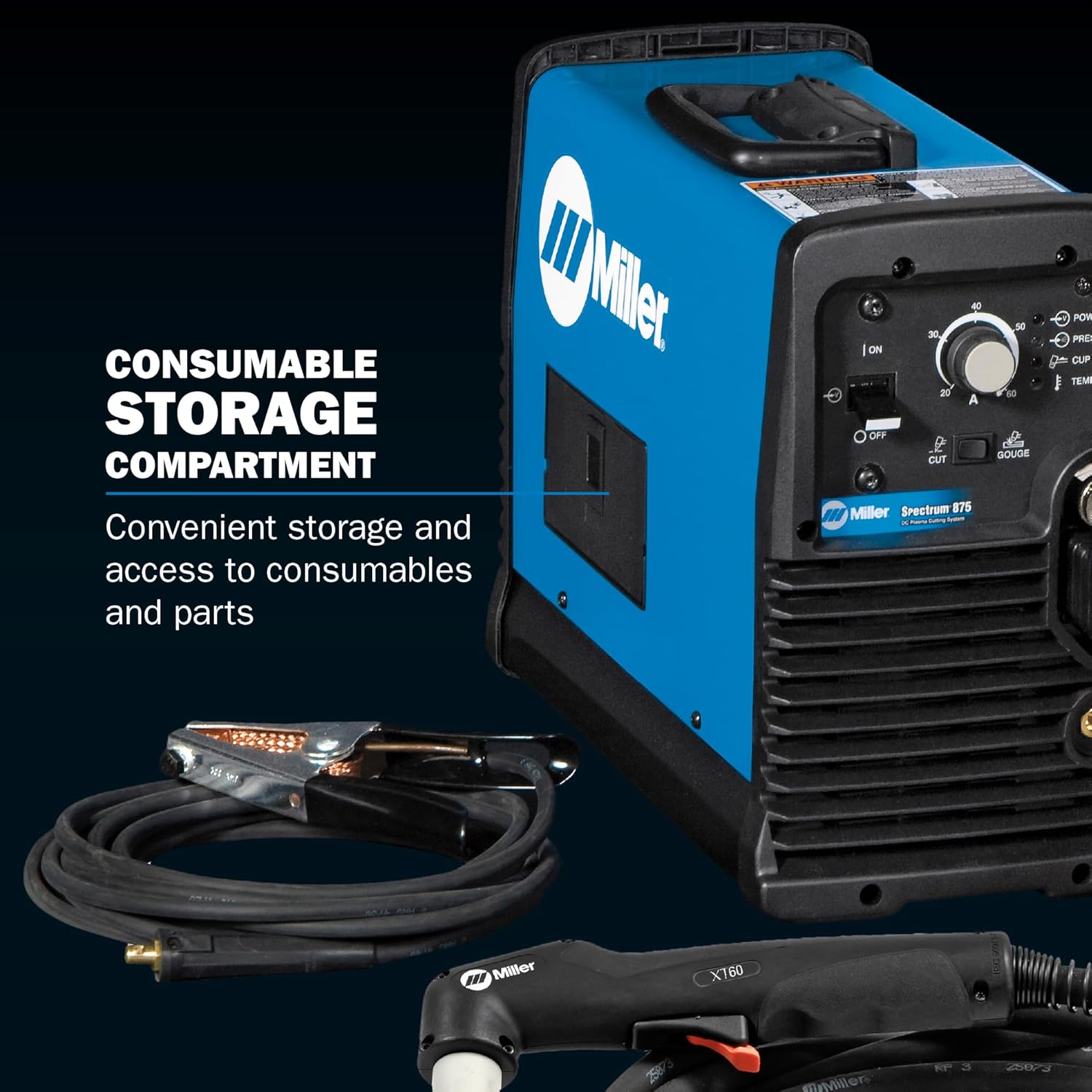Miller 907583001 Spectrum 875 Plasma Cutter Machine - Plasma Cutting Equipment with XT60 Torch & 50-ft. Cable - Powerful & Compact Plasma Cutters 230/208V 1 PH for 7/8" Mild Steel Cutting (51 lbs)