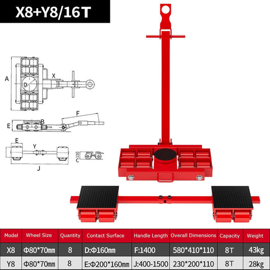 Heavy-Duty Machine Dolly Skate for Industrial Equipment Moving, Steel Wheels for Warehouse and Workshop Transport