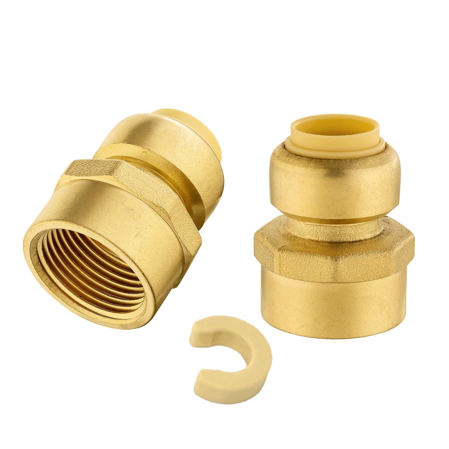 5 PCS Niikappu Push Fit 3/4 Inch x 1/2 Inch Female NPT Brass Adapters Push-Fit Fittings with Disconnect Clip to Connect PEX, Copper, CPVC Pipes