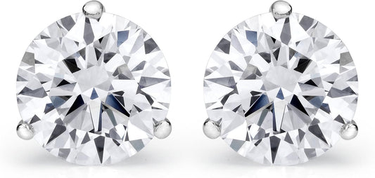 1-3 Carat 18K White Gold GIA Certified Round Cut Diamond Earrings 3 Prong Push Back Luxury Collection (D-E Color, VS1-VS2 Clarity)