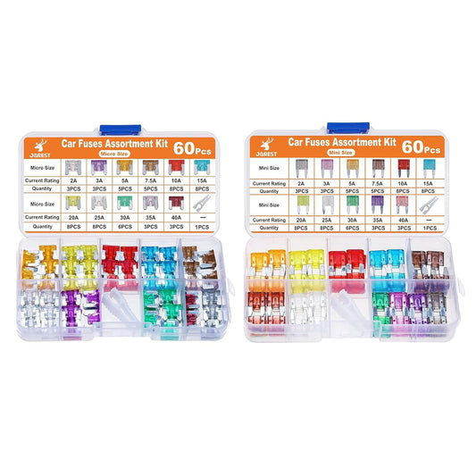60 Mini fuses + 60 Micro Fuse (2 Ampere 3A 5A 7.5A 10A 15A 20A 25A 30A 35A 40A)