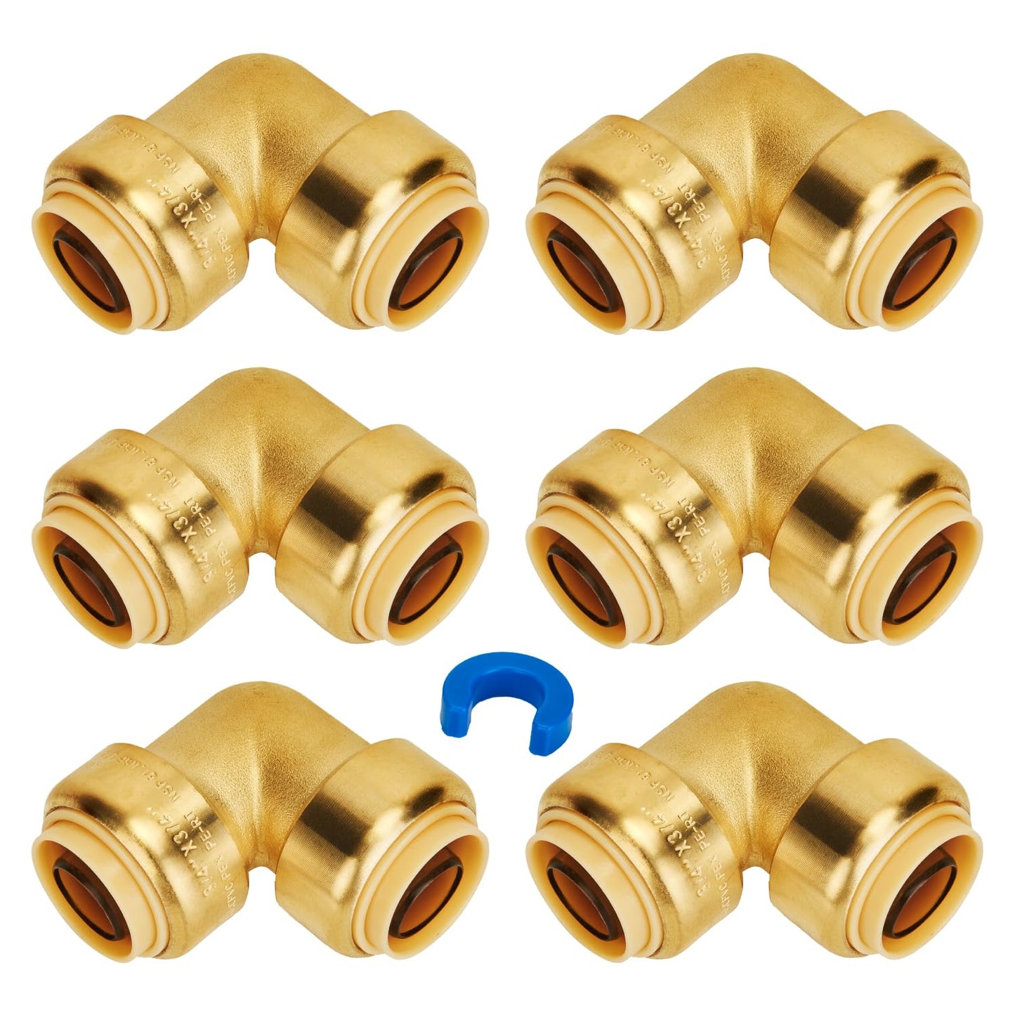 SUNGATOR 1/2 Inch 90 Degree Elbow, Push Pex Elbow 1/2 Inch, No Lead Brass Push-to-Connect Plumbing Fittings for PEX Pipe, Copper, CPVC, with 1 Disconnect Clip, Pack of 12
