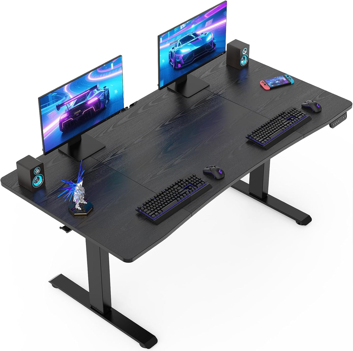 Veken 63 x 28 Inch Electric Standing Desk with Adjustable Height, Sit to Stand Computer Table for Study, Work or Gaming, Home Office Desk Black