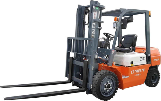 ONEN Diesel Forklift 3 Tons 6614 LBS Capacity 42KW/2400 Engine Powered High-Lift Fork Lift 4.5m 14.76 ft Lifting Height Stacker 3000kg Pallet Lift Truck Material Handler with 4 ft Length Forks