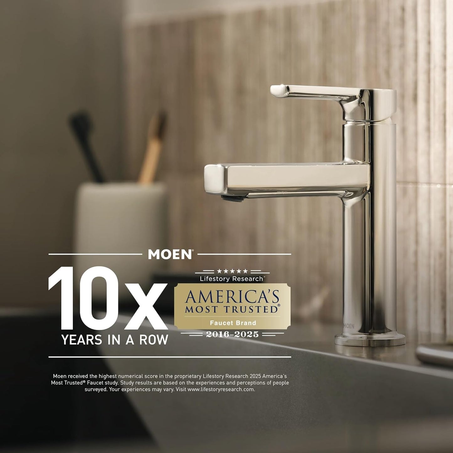 Moen Wellton Spot Resist Brushed Nickel One Hole Single-Handle Bathroom Faucet with Optional Deck Plate and Drain Assembly, 84980SRN