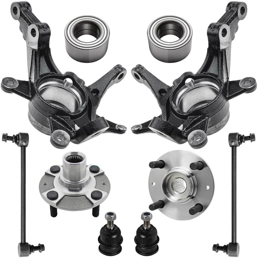 Detroit Axle - 10pc Front Loaded Knuckles Kit for 2014 2015 2016 2017 Hyundai Accent, 2 Steering Knuckles 2 Wheel Hubs Assembly 2 Wheel Bearings 2 Lower Ball Joints 2 Sway Bars Replacement