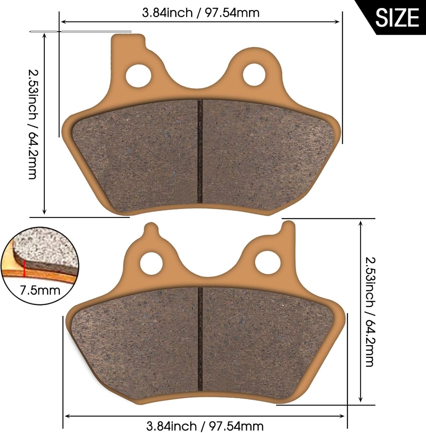 Zinger Brake Pads for Harley Davidson 2000-2007 Electra Glide Ultra Classic Touring FLHTCU-I Road Glide Road King Street Glide Fatboy Dyna Softail Night Train,2 Front&1 Rear Sintered Copper Brake Pad
