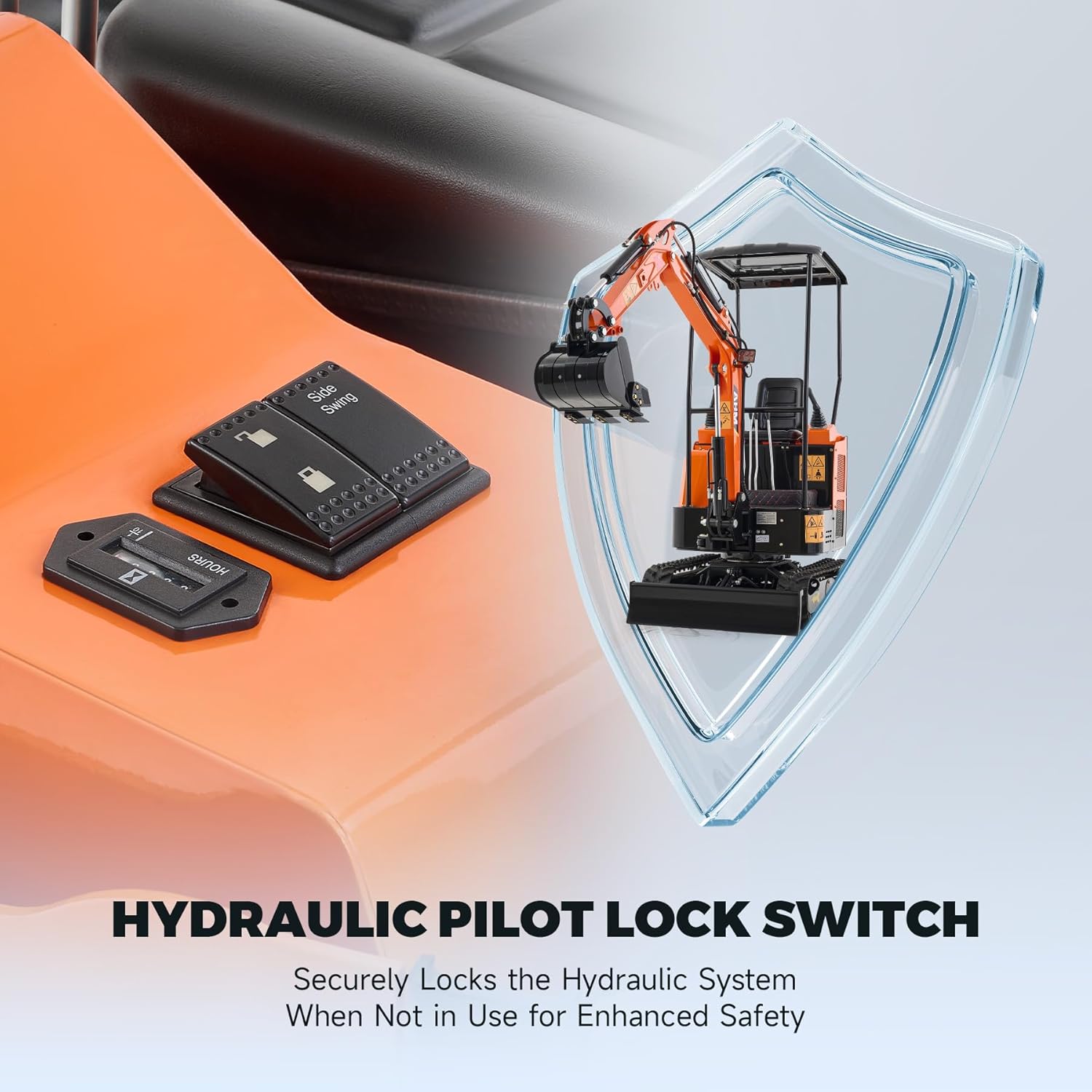 AHM 23hp Mini Excavator with Hydraulic Thumb Rake Grapple Quick Hitch, 1 Ton Crawler Excavator with Swing Boom & All-Terrain Tracks, Trench Digger for Garden Farm Construction Site Trenching Digging