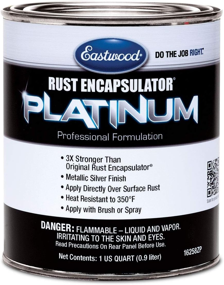 Eastwood Rust Encapsulator Platinum Quart | UV Resistant Aluminum Finish Rust Preventive Coating | Easy Apply High-Tech Formula Automotive Paint to Stop Rust | Rust Remover for Metal Structures