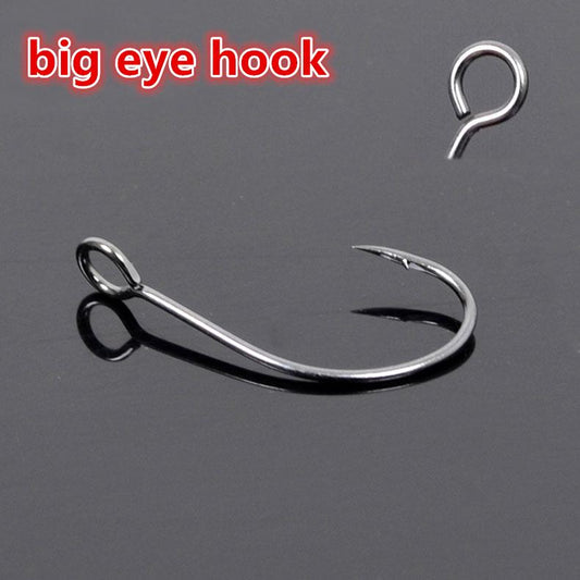 Rompin 50pcs/bag big eye fishing hooks High Carbon Stainless Steel